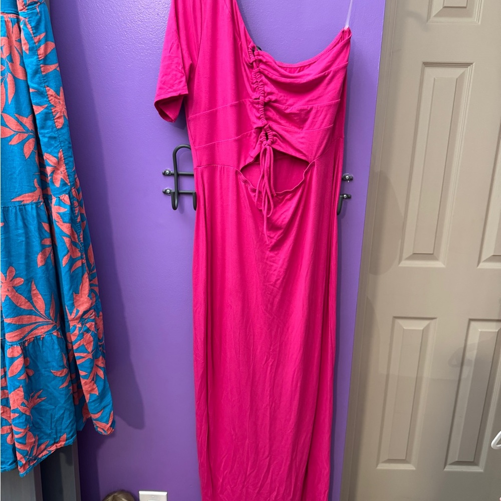 Elegant Pink Ruched Dress